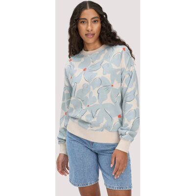 hessnatur Damen Print Sweatshirt Oversize BETTER RECYCLING aus Bio-Baumwolle - blau Größe S hessnatur Damen Print Sweatshirt Oversize BETTER RECYCLING aus Bio-Baumwolle - blau Größe S