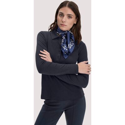 hessnatur Damen Longsleeve Polo Slim aus Bio-Baumwolle - blau Größe 36 hessnatur Damen Longsleeve Polo Slim aus Bio-Baumwolle - blau Größe 36