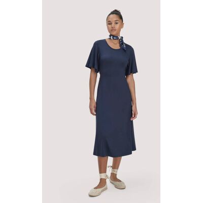 hessnatur Damen Jersey Kleid Kniebedeckend Slim aus TENCEL™ Lyocell - blau Größe 46 hessnatur Damen Jersey Kleid Kniebedeckend Slim aus TENCEL™ Lyocell - blau Größe 46