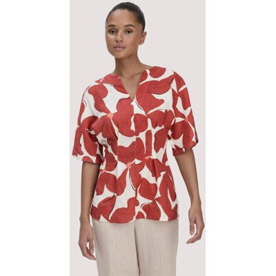 hessnatur Damen Print Bluse Relaxed aus Leinen - braun Größe 34 hessnatur Damen Print Bluse Relaxed aus Leinen - braun Größe 34