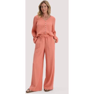 hessnatur Damen Musselin Hose Wide Leg aus Bio-Baumwolle - orange Größe 38 hessnatur Damen Musselin Hose Wide Leg aus Bio-Baumwolle - orange Größe 38