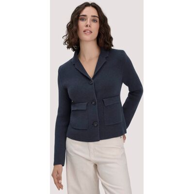 hessnatur Damen Strick Blazer Regular aus Bio-Baumwolle mit Merinowolle - blau Größe M hessnatur Damen Strick Blazer Regular aus Bio-Baumwolle mit Merinowolle - blau Größe M