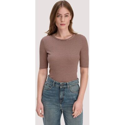 hessnatur Damen Softrib Streifen T-Shirt Fitted aus Bio-Baumwolle und TENCEL™ Modal - rosa Größe 46 hessnatur Damen Softrib Streifen T-Shirt Fitted aus Bio-Baumwolle und TENCEL™ Modal - rosa Größe 46