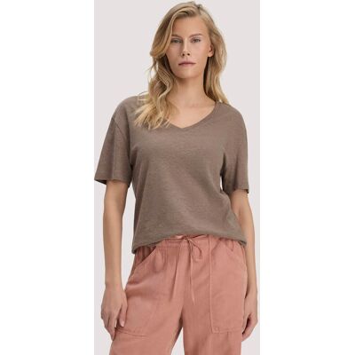 hessnatur Damen T-Shirt Oversize aus Leinen und Bio-Baumwolle - braun Größe M hessnatur Damen T-Shirt Oversize aus Leinen und Bio-Baumwolle - braun Größe M