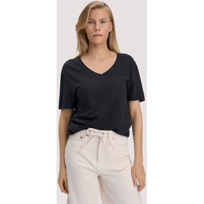 hessnatur Damen T-Shirt Oversize aus Leinen und Bio-Baumwolle - schwarz Größe M hessnatur Damen T-Shirt Oversize aus Leinen und Bio-Baumwolle - schwarz Größe M
