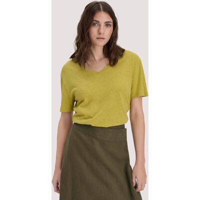 hessnatur Damen T-Shirt Oversize aus Leinen und Bio-Baumwolle - grün Größe M hessnatur Damen T-Shirt Oversize aus Leinen und Bio-Baumwolle - grün Größe M