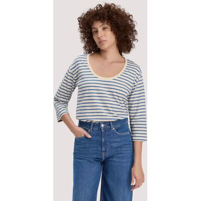 hessnatur Damen Light Slub Streifen Longsleeve Relaxed aus Bio-Baumwolle - blau Größe 34 hessnatur Damen Light Slub Streifen Longsleeve Relaxed aus Bio-Baumwolle - blau Größe 34