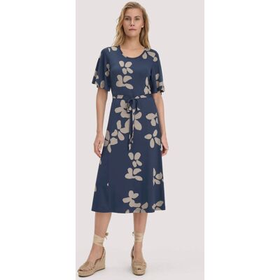 hessnatur Damen Print Jersey Kleid kniebedeckend Slim aus TENCEL™ Lyocell - blau Größe 46 hessnatur Damen Print Jersey Kleid kniebedeckend Slim aus TENCEL™ Lyocell - blau Größe 46