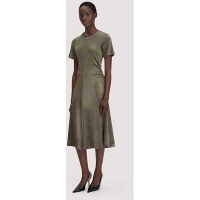 hessnatur Damen Samt-Jerseykleid kniebedeckend Slim aus TENCEL™ Modal mit Bio-Baumwolle - grün Größe 34 hessnatur Damen Samt-Jerseykleid kniebedeckend Slim aus TENCEL™ Modal mit Bio-Baumwolle - grün Größe 34