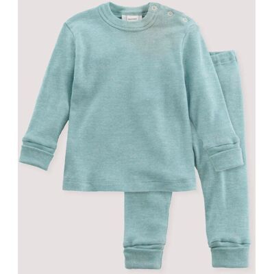 hessnatur Baby Pyjama aus Bio-Baumwolle mit Bio-Merinowolle und Seide - grün Größe 98/104 hessnatur Baby Pyjama aus Bio-Baumwolle mit Bio-Merinowolle und Seide - grün Größe 98/104