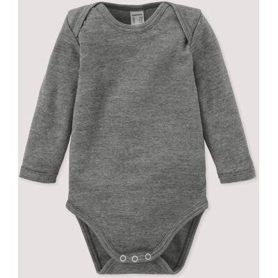 hessnatur Baby Langarm Body aus Bio-Baumwolle mit Bio-Merinowolle und Seide - grau Größe 62/68 hessnatur Baby Langarm Body aus Bio-Baumwolle mit Bio-Merinowolle und Seide - grau Größe 62/68