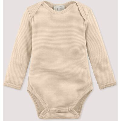 hessnatur Baby Body Langarm aus Bio-Merinowolle mit Seide - beige Größe 86/92 hessnatur Baby Body Langarm aus Bio-Merinowolle mit Seide - beige Größe 86/92