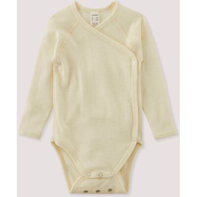 hessnatur Baby Langarm-Wickelbody Slim aus Bio-Merinowolle mit Seide - natur Größe 62/68 hessnatur Baby Langarm-Wickelbody Slim aus Bio-Merinowolle mit Seide - natur Größe 62/68