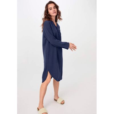 hessnatur Damen Musselin Nachthemd Relaxed PURE COMFORT aus Bio Baumwolle - blau Größe 46 hessnatur Damen Musselin Nachthemd Relaxed PURE COMFORT aus Bio Baumwolle - blau Größe 46