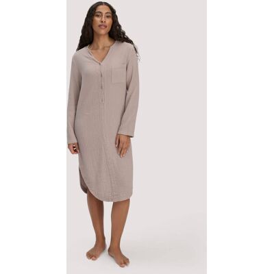 hessnatur Damen Musselin Nachthemd Relaxed PURE COMFORT aus Bio Baumwolle - beige Größe 40 hessnatur Damen Musselin Nachthemd Relaxed PURE COMFORT aus Bio Baumwolle - beige Größe 40