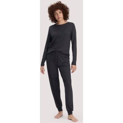 hessnatur Damen Pyjama PURE FLOW aus TENCEL™ Modal - schwarz Größe 42 hessnatur Damen Pyjama PURE FLOW aus TENCEL™ Modal - schwarz Größe 42