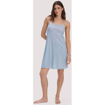 hessnatur Damen Pointelle Nachthemd PURE COTTON aus Bio-Baumwolle - blau Größe 34 hessnatur Damen Pointelle Nachthemd PURE COTTON aus Bio-Baumwolle - blau Größe 34