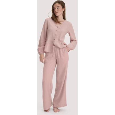 hessnatur Damen Musselin Schlafhose Relaxed PURE COMFORT aus Bio-Baumwolle - rosa Größe 40 hessnatur Damen Musselin Schlafhose Relaxed PURE COMFORT aus Bio-Baumwolle - rosa Größe 40