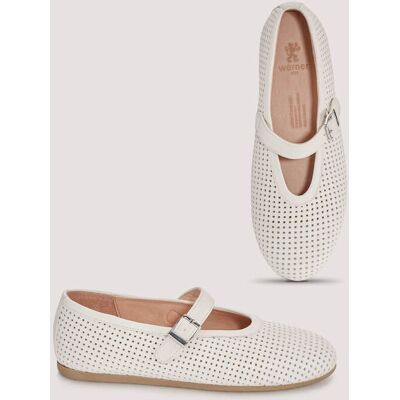 hessnatur Damen Mary Jane Ballerina aus Nappaleder - weiß Größe 40 hessnatur Damen Mary Jane Ballerina aus Nappaleder - weiß Größe 40