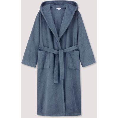 hessnatur Langer Bademantel Relaxed aus Bio-Baumwolle - blau Größe XL hessnatur Langer Bademantel Relaxed aus Bio-Baumwolle - blau Größe XL