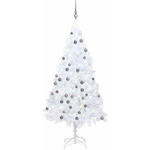 vidaXL Weiß Vorbeleuchteter Weihnachtsbaum mit Kugeln - Weihnachtsbaum vidaXL Weiß Vorbeleuchteter Weihnachtsbaum mit Kugeln - Weihnachtsbaum