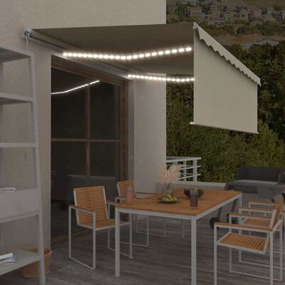 VidaXL Creme Retractable Markise mit LED - Sonnenschutz & Privatsphäre VidaXL Creme Retractable Markise mit LED - Sonnenschutz & Privatsphäre