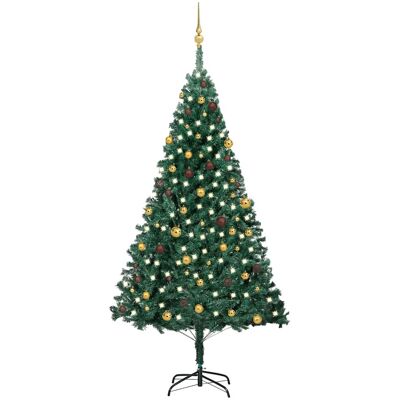 vidaXL Künstlicher Weihnachtsbaum mit Beleuchtung & Kugeln Grün 240 cm vidaXL Künstlicher Weihnachtsbaum mit Beleuchtung & Kugeln Grün 240 cm