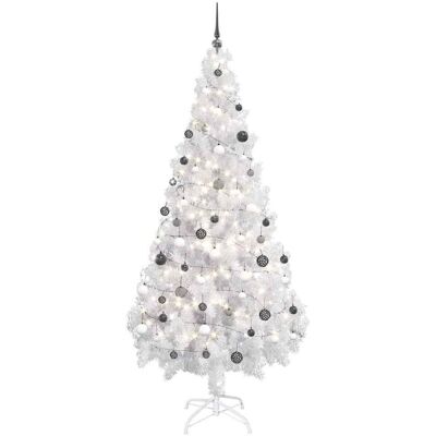 vidaXL Künstlicher Weihnachtsbaum mit Beleuchtung & Kugeln Weiß 180 cm vidaXL Künstlicher Weihnachtsbaum mit Beleuchtung & Kugeln Weiß 180 cm