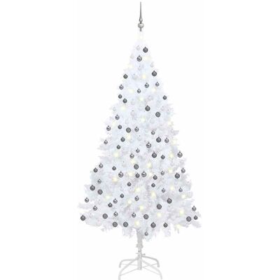 vidaXL Künstlicher Weihnachtsbaum mit Beleuchtung & Kugeln Weiß 210 cm vidaXL Künstlicher Weihnachtsbaum mit Beleuchtung & Kugeln Weiß 210 cm