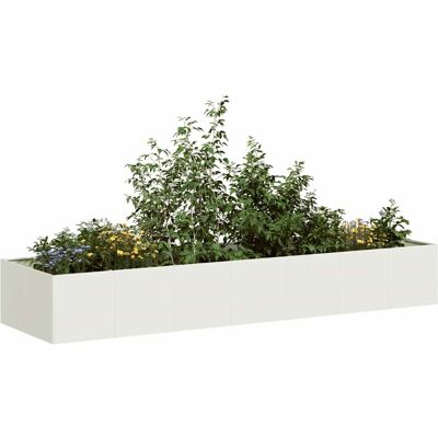 vidaXL Pflanzgefäß - 280x80x40 cm Weiß Stahl - Blumentopf vidaXL Pflanzgefäß - 280x80x40 cm Weiß Stahl - Blumentopf