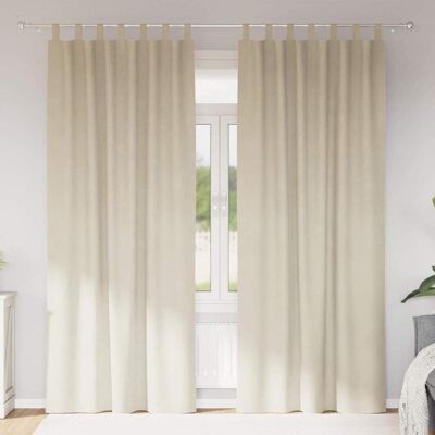 vidaXL - Cream 140x225 - Polyester - Tab-Top - Curtains vidaXL - Cream 140x225 - Polyester - Tab-Top - Curtains