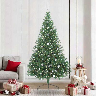 vidaXL Künstlicher vorbeleuchteter Weihnachtsbaum Grün 240 cm PVC vidaXL Künstlicher vorbeleuchteter Weihnachtsbaum Grün 240 cm PVC