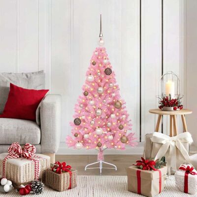 vidaXL Künstlicher vorbeleuchteter Weihnachtsbaum Rosa 120 cm PVC vidaXL Künstlicher vorbeleuchteter Weihnachtsbaum Rosa 120 cm PVC