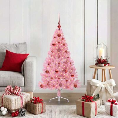 vidaXL Künstlicher vorbeleuchteter Weihnachtsbaum Rosa 120 cm PVC vidaXL Künstlicher vorbeleuchteter Weihnachtsbaum Rosa 120 cm PVC