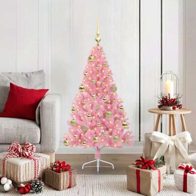vidaXL Künstlicher vorbeleuchteter Weihnachtsbaum Rosa 120 cm PVC vidaXL Künstlicher vorbeleuchteter Weihnachtsbaum Rosa 120 cm PVC