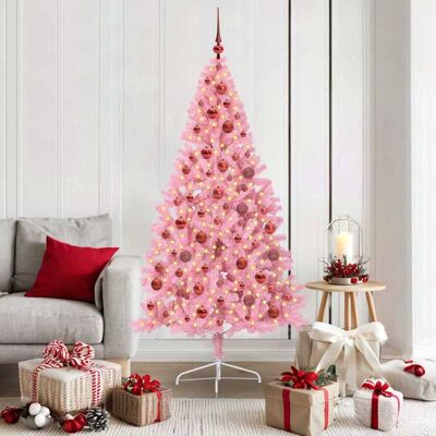 vidaXL Künstlicher vorbeleuchteter Weihnachtsbaum Rosa 180 cm PVC vidaXL Künstlicher vorbeleuchteter Weihnachtsbaum Rosa 180 cm PVC