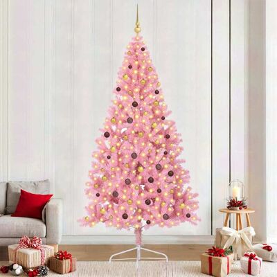 vidaXL Künstlicher vorbeleuchteter Weihnachtsbaum Rosa 240 cm PVC vidaXL Künstlicher vorbeleuchteter Weihnachtsbaum Rosa 240 cm PVC