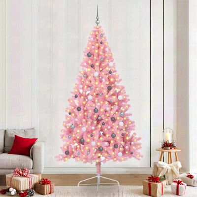 vidaXL Künstlicher vorbeleuchteter Weihnachtsbaum Rosa 240 cm PVC vidaXL Künstlicher vorbeleuchteter Weihnachtsbaum Rosa 240 cm PVC