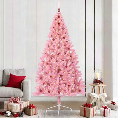 vidaXL Künstlicher vorbeleuchteter Weihnachtsbaum Rosa 240 cm PVC vidaXL Künstlicher vorbeleuchteter Weihnachtsbaum Rosa 240 cm PVC