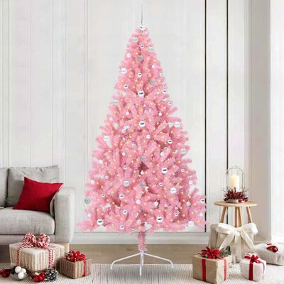 vidaXL Künstlicher vorbeleuchteter Weihnachtsbaum Rosa 240 cm PVC vidaXL Künstlicher vorbeleuchteter Weihnachtsbaum Rosa 240 cm PVC