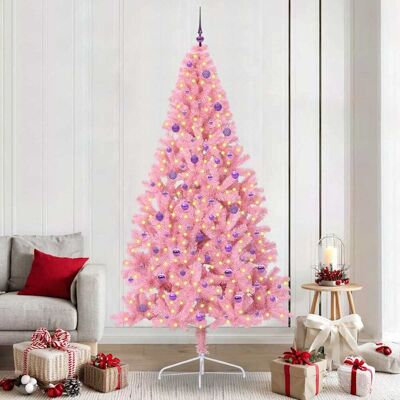 vidaXL Künstlicher vorbeleuchteter Weihnachtsbaum Rosa 240 cm PVC vidaXL Künstlicher vorbeleuchteter Weihnachtsbaum Rosa 240 cm PVC