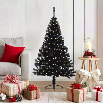 vidaXL Künstlicher vorbeleuchteter Weihnachtsbaum Schwarz 120 cm PVC vidaXL Künstlicher vorbeleuchteter Weihnachtsbaum Schwarz 120 cm PVC