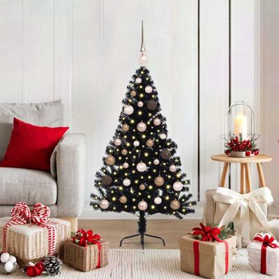vidaXL Künstlicher vorbeleuchteter Weihnachtsbaum Schwarz 120 cm PVC vidaXL Künstlicher vorbeleuchteter Weihnachtsbaum Schwarz 120 cm PVC