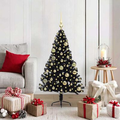vidaXL Künstlicher vorbeleuchteter Weihnachtsbaum Schwarz 120 cm PVC vidaXL Künstlicher vorbeleuchteter Weihnachtsbaum Schwarz 120 cm PVC