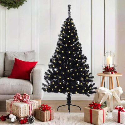 vidaXL Künstlicher vorbeleuchteter Weihnachtsbaum Schwarz 150 cm PVC vidaXL Künstlicher vorbeleuchteter Weihnachtsbaum Schwarz 150 cm PVC