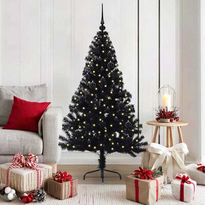 vidaXL Künstlicher vorbeleuchteter Weihnachtsbaum Schwarz 150 cm PVC vidaXL Künstlicher vorbeleuchteter Weihnachtsbaum Schwarz 150 cm PVC