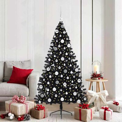 vidaXL Künstlicher vorbeleuchteter Weihnachtsbaum Schwarz 180 cm PVC vidaXL Künstlicher vorbeleuchteter Weihnachtsbaum Schwarz 180 cm PVC