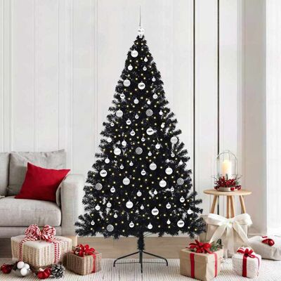 vidaXL Künstlicher vorbeleuchteter Weihnachtsbaum Schwarz 210 cm PVC vidaXL Künstlicher vorbeleuchteter Weihnachtsbaum Schwarz 210 cm PVC