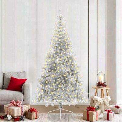 vidaXL Künstlicher vorbeleuchteter Weihnachtsbaum Silber 210 cm PET vidaXL Künstlicher vorbeleuchteter Weihnachtsbaum Silber 210 cm PET