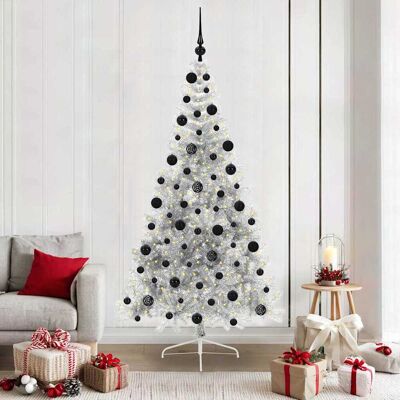 vidaXL Künstlicher vorbeleuchteter Weihnachtsbaum Silber 210 cm PET vidaXL Künstlicher vorbeleuchteter Weihnachtsbaum Silber 210 cm PET